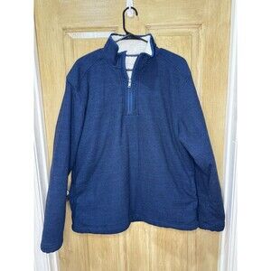 ORVIS MEN'S FLEECE SHERPA LINED 1/4 ZIP PULLOVER SWEATER NAVY LARGE